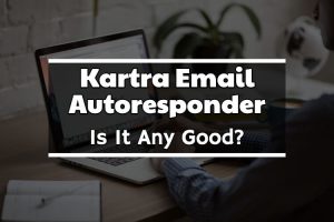 A man on a computer looking at Kartra email features